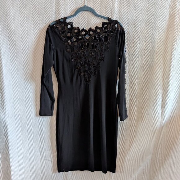 Joseph Ribkoff Long Sleeve Black Sequin Dress Size 10 Cocktail Wedding Guest - Picture 13 of 16